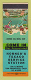 Matchbook Cover - Texaco oil gas Horner's San Francisco CA LAMINATED