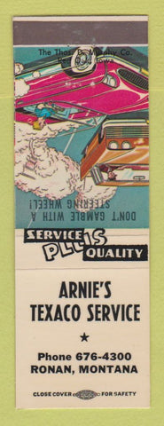 Matchbook Cover - Texaco oil gas Arnie's Ronan MT LAMINATED
