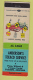 Matchbook Cover - Texaco oil gas Anderson's Tucson AZ LAMINATED