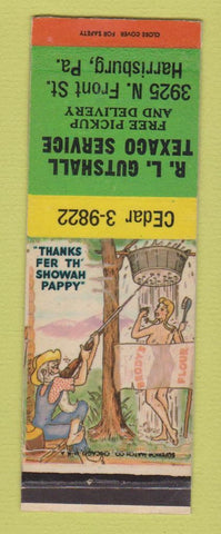 Matchbook Cover - Texaco oil gas RL Gutshall Harrisburg PA hillbilly LAMINATED