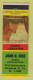 Matchbook Cover - Texaco oil gas John Hice Pittsburgh PA LAMINATED