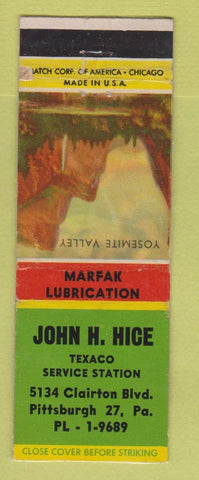 Matchbook Cover - Texaco oil gas John Hice Pittsburgh PA LAMINATED