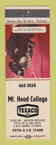 Matchbook Cover - Texaco oil gas Mount Hood College OR