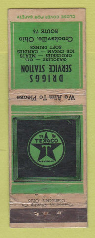 Matchbook Cover - Texaco oil gas Driggs Crooksville OH WORN LAMINATED