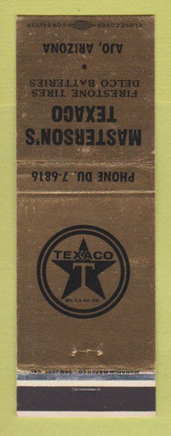 Matchbook Cover - Texaco oil gas Masterson's Ajo AZ Firestone Tires