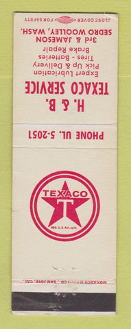 Matchbook Cover - Texaco oil gas H&B Sedro Woolley WA