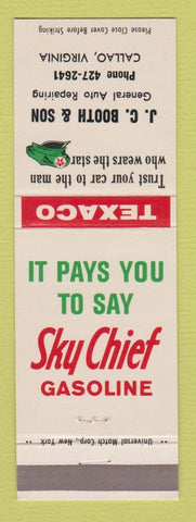 Matchbook Cover - Texaco oil gas JC Booth Callao VA