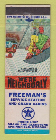 Matchbook Cover - Texaco oil gas Freeman's Cabins Springfield MO LAMINATED