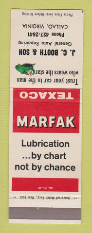 Matchbook Cover - Texaco oil gas JC Booth Callao VA