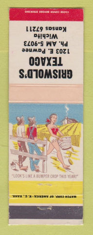 Matchbook Cover - Texaco oil gas Griswold's Wichita KS hillbilly LAMINATED