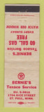 Matchbook Cover - Texaco oil gas Bernie's St Paul MN