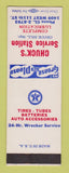 Matchbook Cover - Texaco oil gas Chuck's SAMPLE LAMINATED
