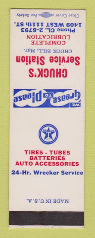 Matchbook Cover - Texaco oil gas Chuck's SAMPLE LAMINATED