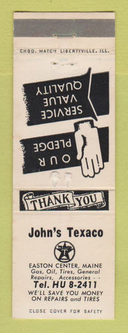 Matchbook Cover - Texaco oil gas John's Easton Center ME WORN