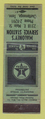 Matchbook Cover - Texaco oil gas Maloney's Chattanooga TN WEAR LAMINATED