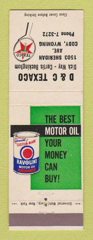 Matchbook Cover - Texaco oil gas D&C Cody WY