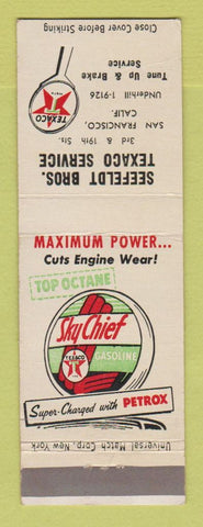 Matchbook Cover - Texaco oil gas Seefeldt Bros San Francisco CA