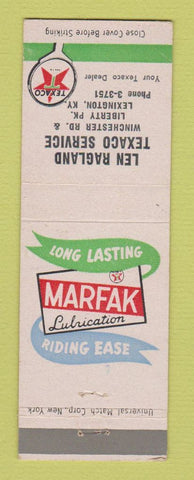Matchbook Cover - Texaco oil gas Len Ragland Lexington KY