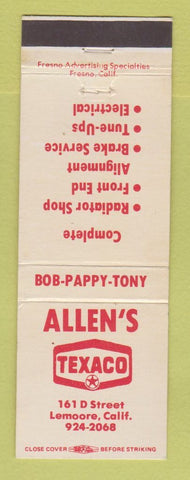 Matchbook Cover - Texaco oil gas Allen's Lemoore CA