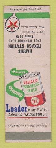 Matchbook Cover - Texaco oil gas Harris Columbus GA