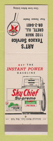 Matchbook Cover - Texaco oil gas Art's Crete IL