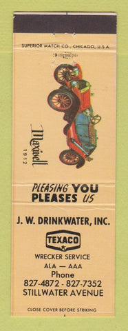 Matchbook Cover - Texaco oil gas JW Drinkwater Orono ME