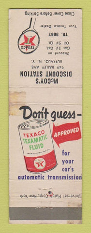 Matchbook Cover - Texaco oil gas McCoy's Buffalo NY WORN