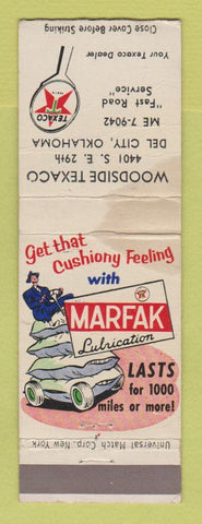 Matchbook Cover - Texaco oil gas Woodside Del City OK WORN