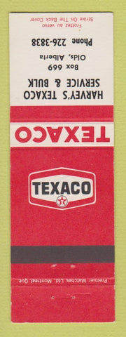 Matchbook Cover - Texaco oil gas Harvey's Olds AB