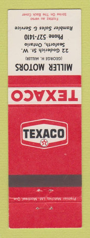 Matchbook Cover - Texaco oil gas Miller Motors Seaforth ON Rambler