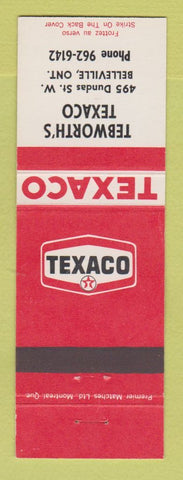 Matchbook Cover - Texaco oil gas Tebworth's Belleville ON