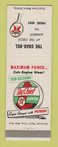 Matchbook Cover - Texaco oil gas Char Del Amherst VA