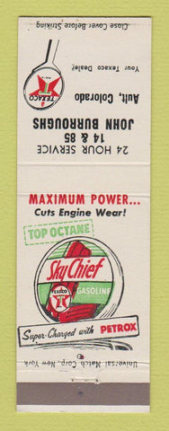 Matchbook Cover - Texaco oil gas John Burroughs Ault Colorado
