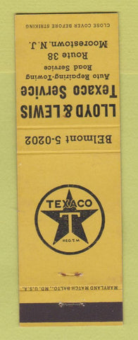 Matchbook Cover - Texaco oil gas Lloyd and Lewis Moorestown NJ YELLOW