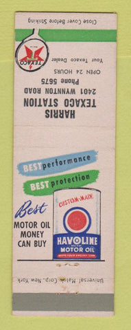 Matchbook Cover - Texaco oil gas Harris Columbus GA