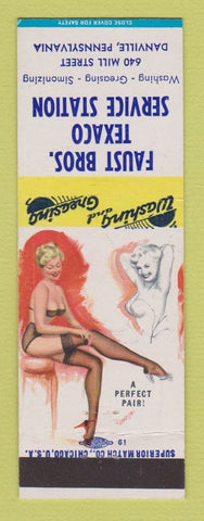 Matchbook Cover - Texaco oil gas Faust Bros Danville PA pinup