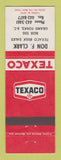 Matchbook Cover - Texaco oil gas Don Clark Grand Forks BC