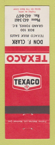 Matchbook Cover - Texaco oil gas Don Clark Grand Forks BC