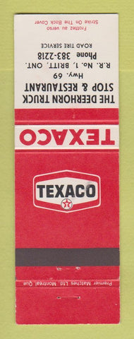 Matchbook Cover - Texaco oil gas Deerhorn Truck Stop Britt ON