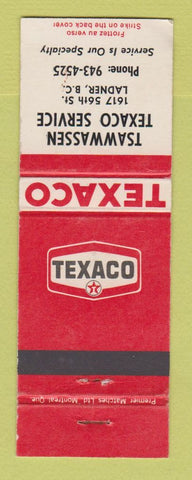 Matchbook Cover - Texaco oil gas Tsawwassen Ladner BC