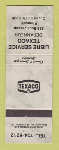 Matchbook Cover - Texaco oil gas Libre Service Rimouski QC