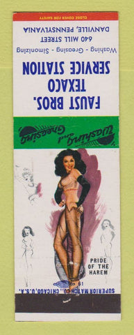 Matchbook Cover - Texaco oil gas Faust Bros Danville PA pinup