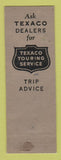 Matchbook Cover - Texaco oil gas Steinman's Garage Hazleton? PA LAMINATED