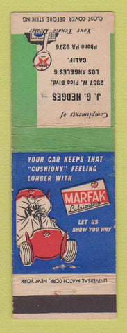 Matchbook Cover - Texaco oil gas JG Hedges Los Angeles CA