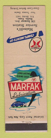 Matchbook Cover - Texaco oil gas Mainolfi's Service Derby CT