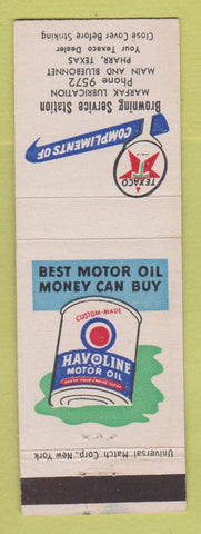 Matchbook Cover - Texaco oil gas Browning Service Pharr TX