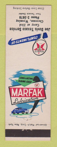 Matchbook Cover - Texaco oil gas Joe Davis Cheyenne WY