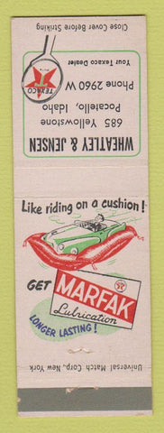 Matchbook Cover - Texaco oil gas Wheatley and Jensen Pocatello ID