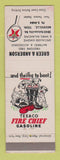 Matchbook Cover - Texaco oil gas Greer & Anderson Nashville TN Firestone Tires