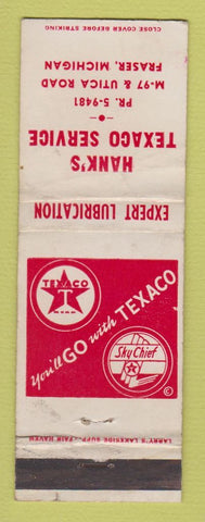Matchbook Cover - Texaco oil gas Hank's Fraser MI WORN